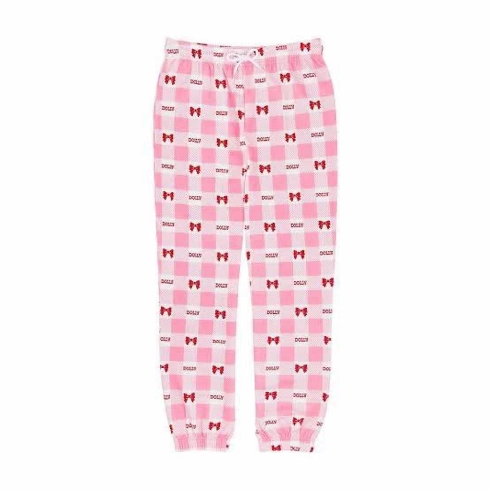 Dolly Parton Pink Gingham Bow Print Pajama Pants XL Lounge Joggers Sleepwear